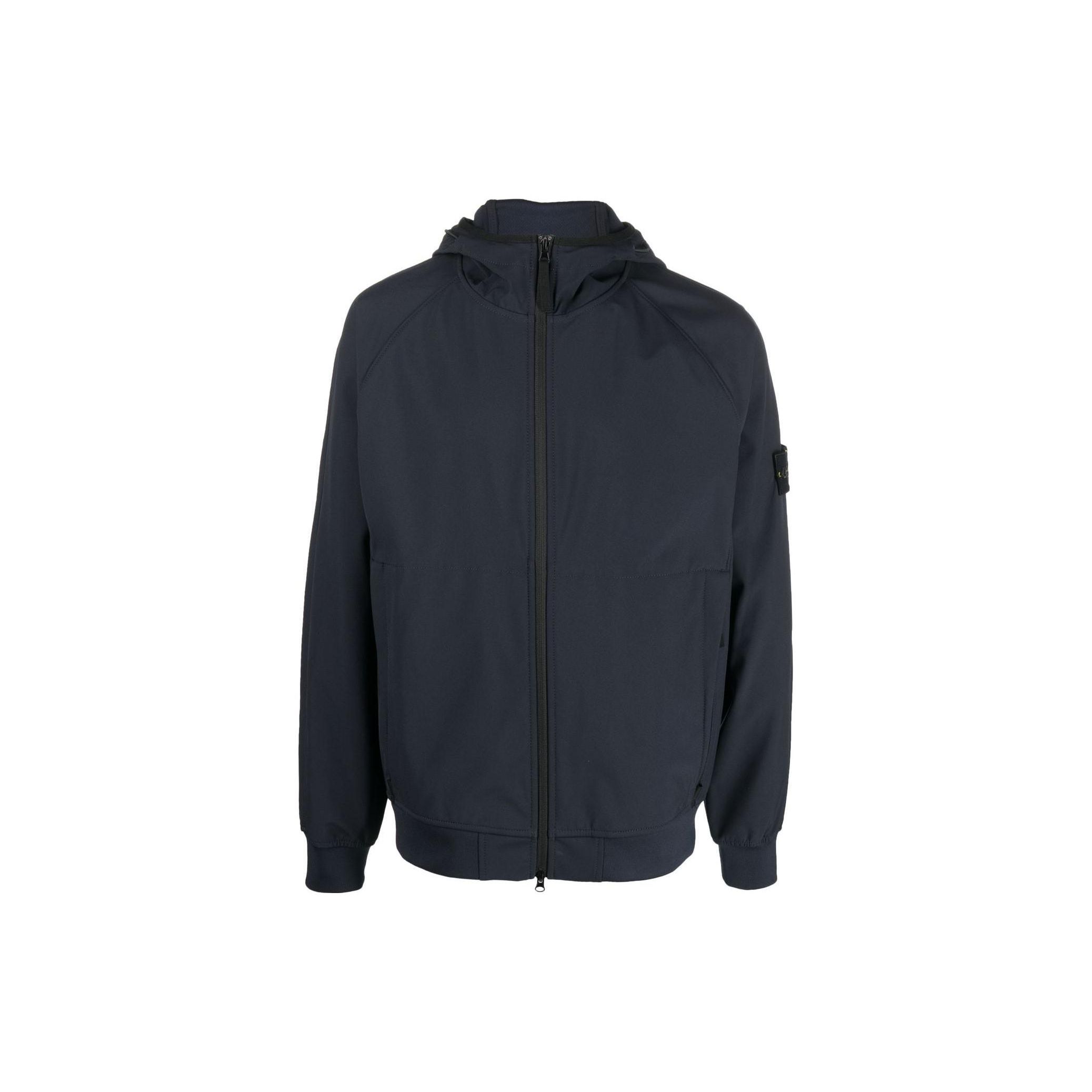 Stone Island Logo Patch Nylon Hoodie Blauw Heren Buitenkleding Blauw 781540927-V0020 S