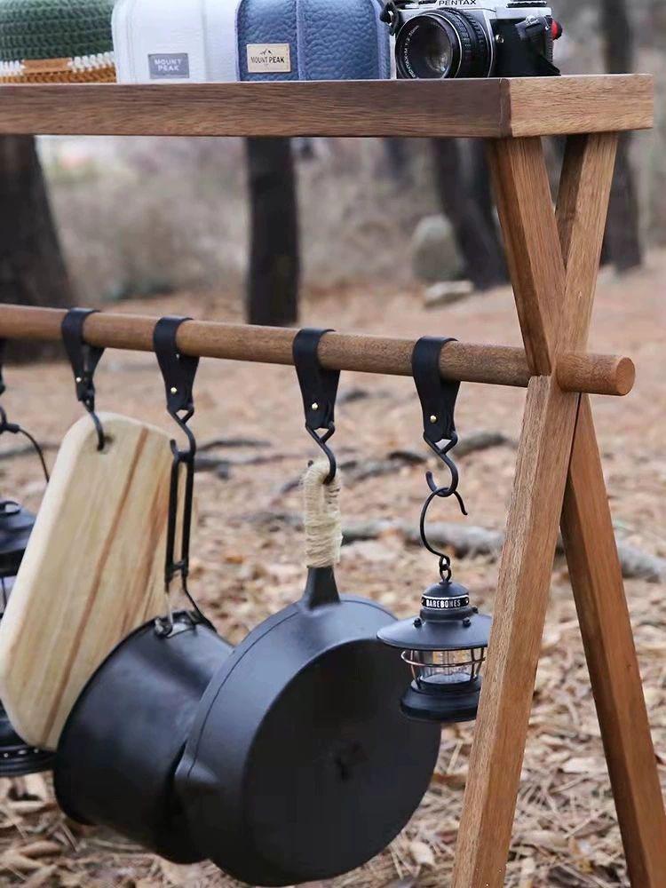 A1R Solid Wood Outdoor Folding Storage Rack & Tripod for Camping or Picnics