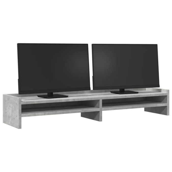 VidaXL Support de moniteur gris béton 100x24x16 cm bois d'ingénierie, supports de moniteur double, support pour écran 854727