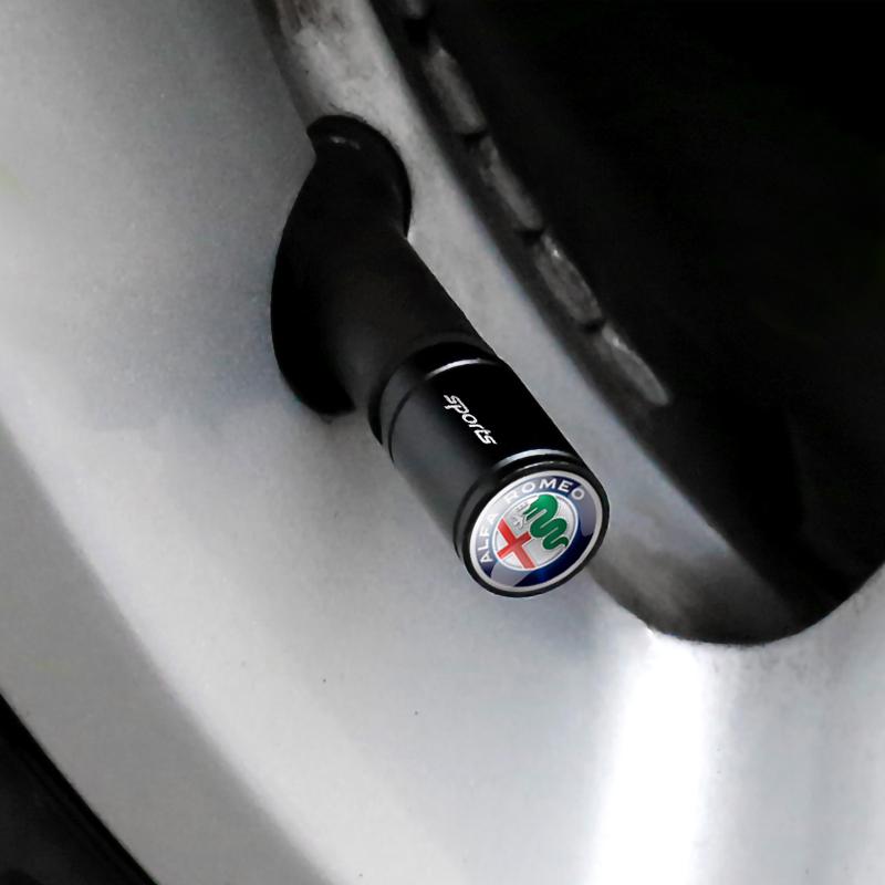 Car Stickers For Alfa Romeo 4Pcs Car Wheel Cover Tire Valve Caps Anti-theft Valve Stem Auto Accessories For Alfa Romeo Giulia St