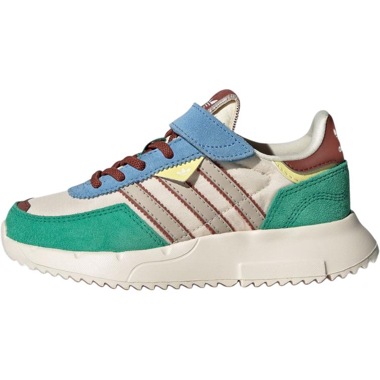 Adidas Originals Retropy F2 CF EL Classic Sweat-Absorbing Low-Top Casual Shoes Kids Sneaker Wonder-White Miracle-Brown Light-Turf-Green JR7991