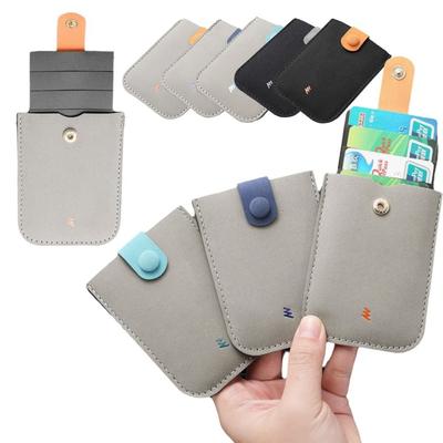 PU Leather Laminated Concealed Card Wallet Pull-out Type RFID Blocking Business Card Case 4 Card Pockets ID Card Holder Men