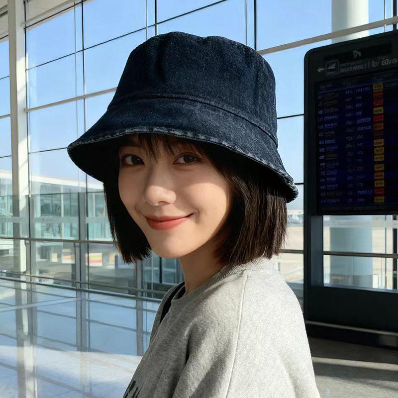 

Bucket hat women s autumn Japanese face small simple bucket hat Korean version big head circumference sun hat M（56-58cm）