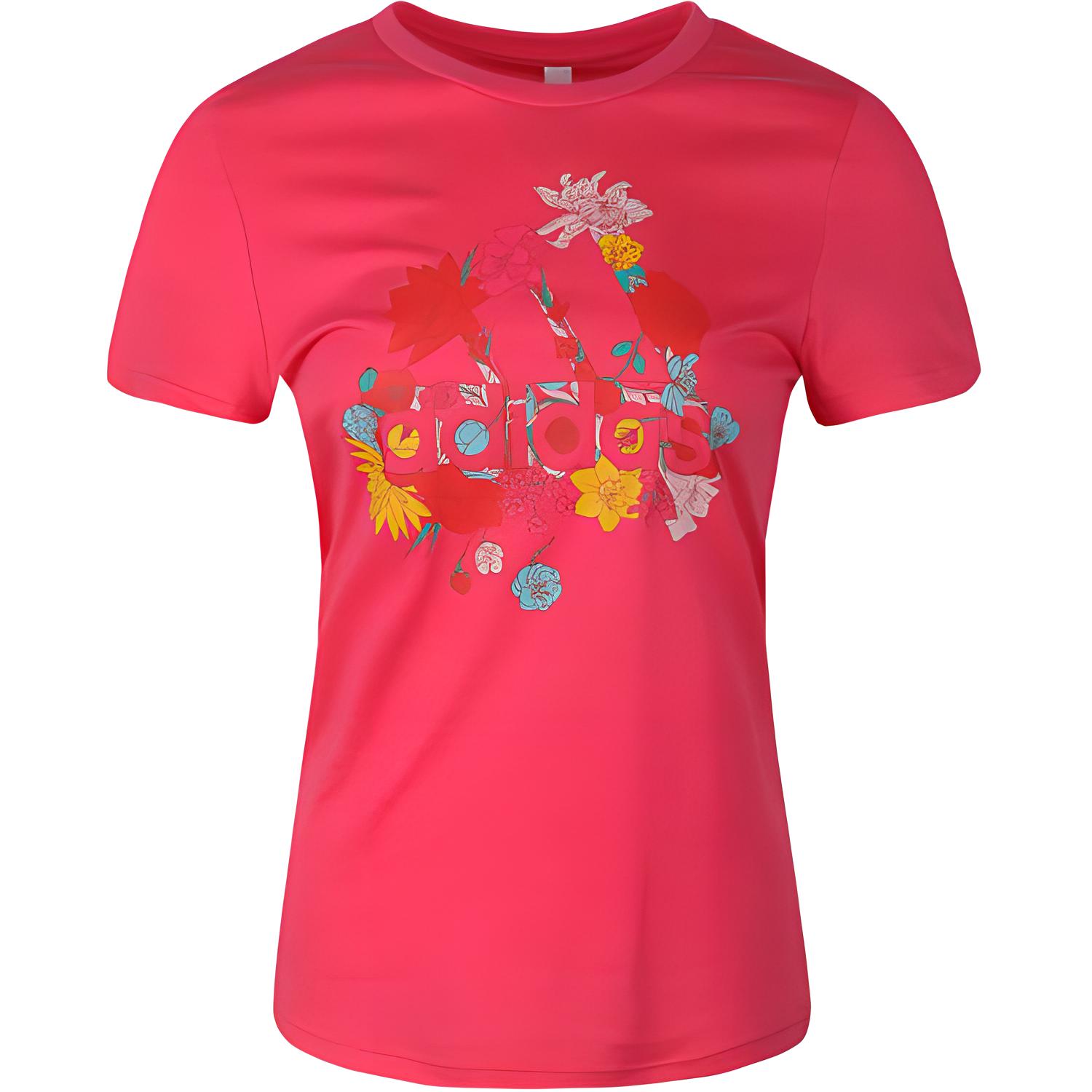 

Adidas Tropical Gfx Letter Round Neck Comfortable Short Sleeve T-Shirt Women Tops Red FM9454 S