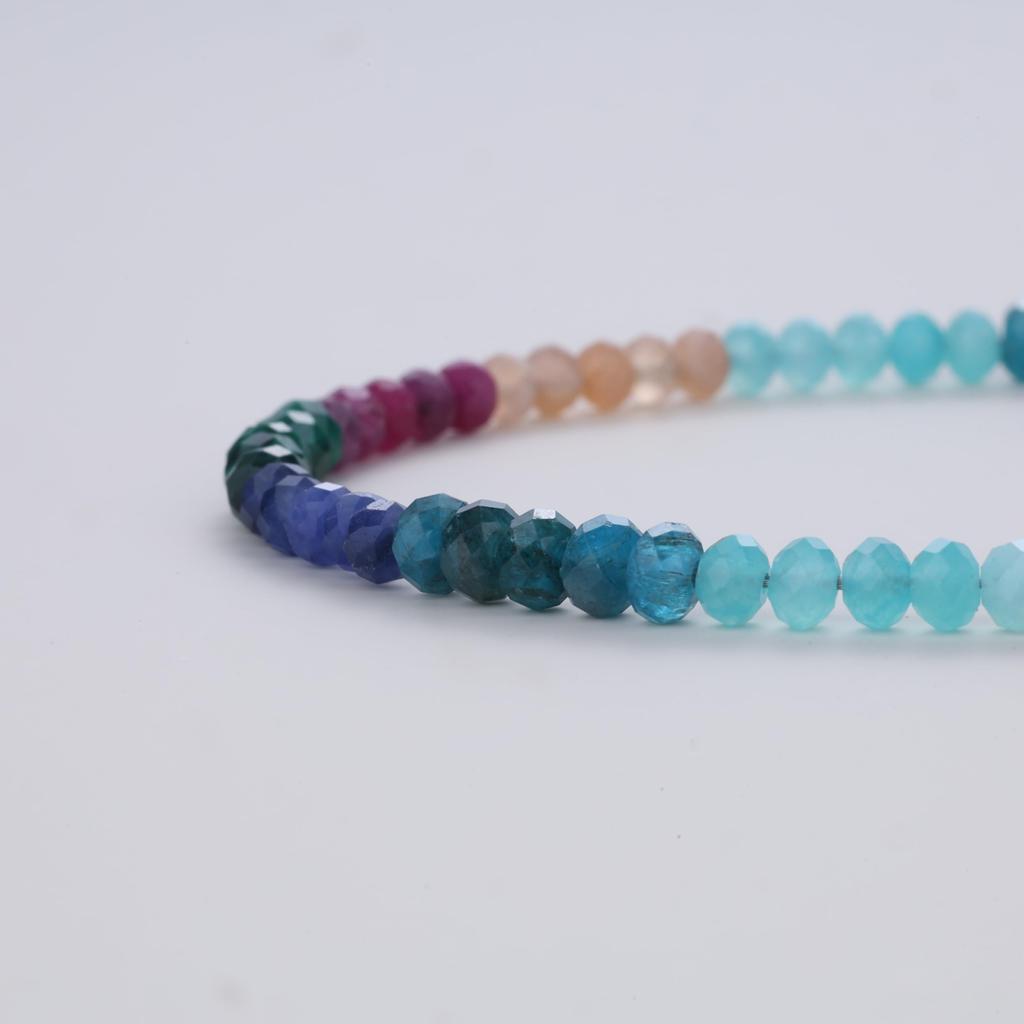 Koai 4mm Chakra Multicolor Bead Power Stone Bracelet for Women