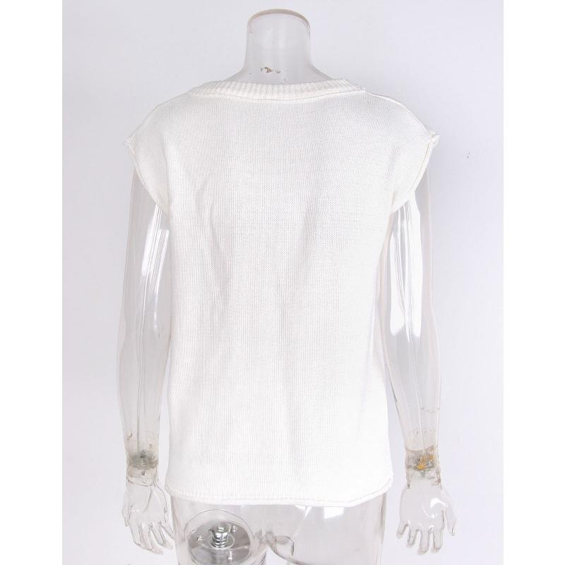 Women's Fall and Winter Solid Color Knit Casual Short-sleeved Sweater