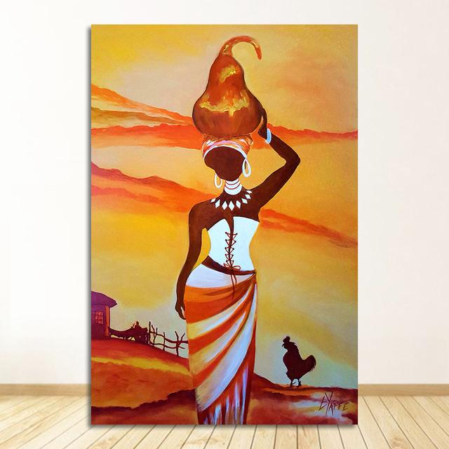 Wall Art Canvas Painting Poster For Home Decor Posters And Prints Unframed Decorative Pictures African Women Life Vintage Style