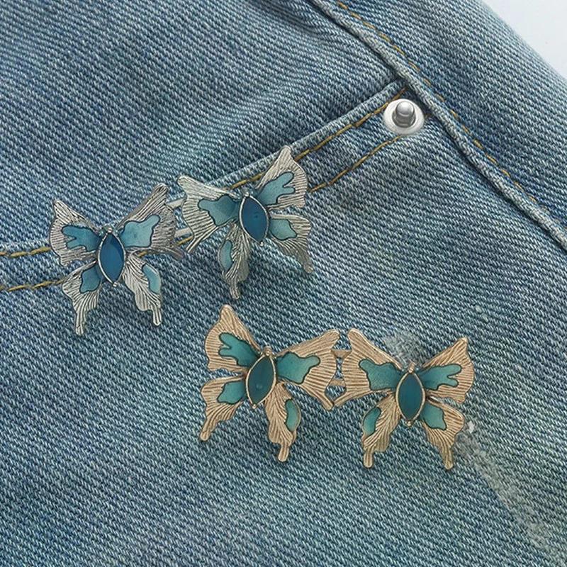 2pcs Cute Four Leaf Clover Buckle Adjuster Waist Tightener Adjustable Waist Buckle Detachable Seamless Button for Pants Skirts