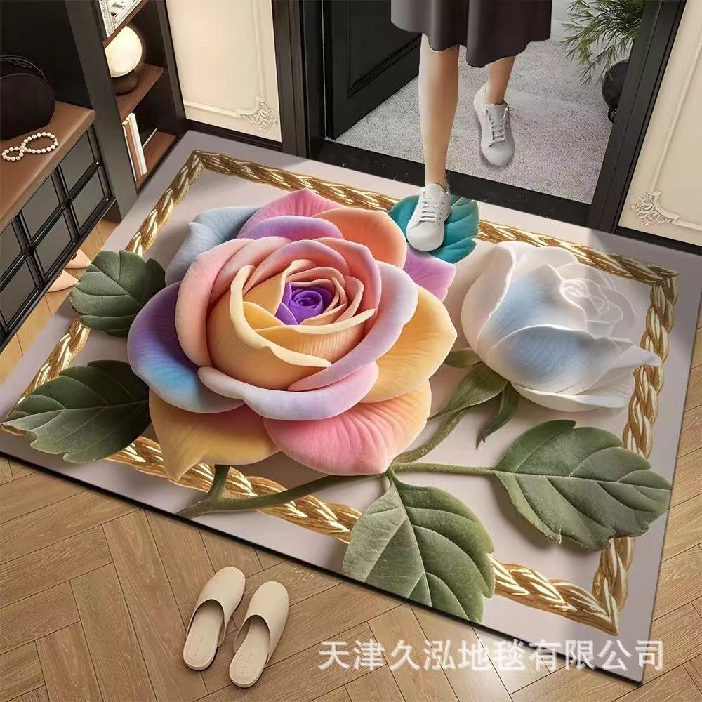 3D Blumen Teppich Eingangstür Bodenmatte Schlafzimmer Badezimmer Rutschfeste Fußmatte
