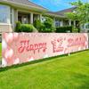 Happy 12th Birthday Rose Gold Banner Backdrop Cheers To 12 Years Old Confetti Balloons Theme Decor for Girls 12 Years Old Pink Birthday Party