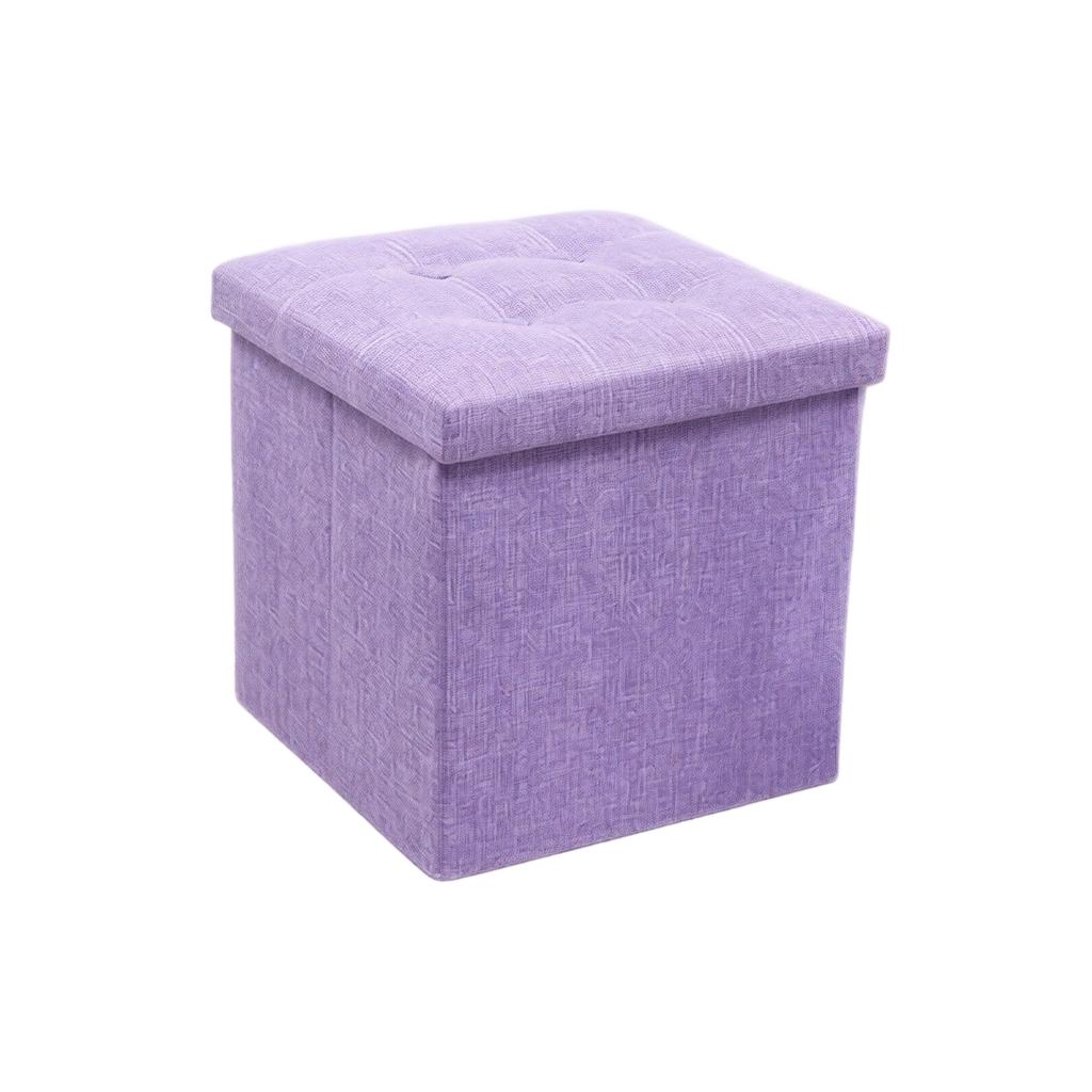 Quadratischer Aufbewahrungs-Hocker mit Polster, faltbar - Platzsparend, mehrzweckige Leinen-Aufbewahrung für Wohnzimmer, Schlafzimmer, Eingangsbereich