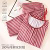 Autumn pure cotton pajamas women's red plaid Korean version loose loungewear long-sleeved trousers casual outerwear suit