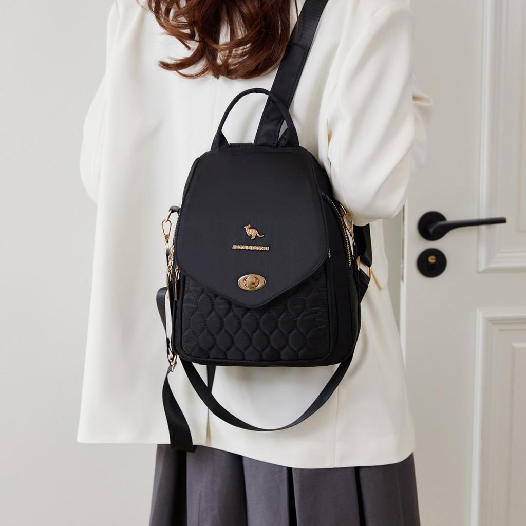 Kangaroo Pattern Nylon Quilted Womens Backpack With Durable Anti Shock Design For Daily Use