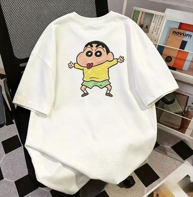 Crayon Shin Chan Hand Drawn Cartoon Print TShirt Cotton Blend Oversized Unisex Vintage Y2K Harajuku Streetwear Casual Loose Tops