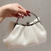 White Satin Bow Fairy Evening Bags Clutch Metal Handle Handbags for Women Wedding Party Bridal Clutches Purse Chain Shoulder Bag
