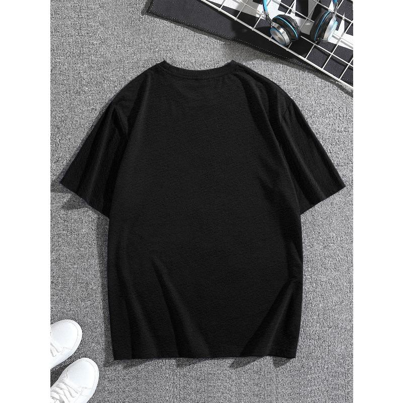 European Sizes Men's Summer T-shirt, Brushstroke Lettering Whatever Graphic Print Short Sleeve Tees Trend Casual Tops for Daily Life
