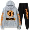 Volleyball Boy Hoodies Pants Sets Anime Suit Sweatshirt Streetwear Men Women Pullover Suit Tracksuit Sportwear Spring Autumn