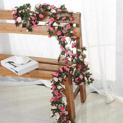 3 Stück 2,5 m Rose Künstliche Blumen Weihnachtsgirlande für Hochzeit Zuhause Raumdekoration Frühling Herbst Garten DIY Kunstpflanzen Ranke