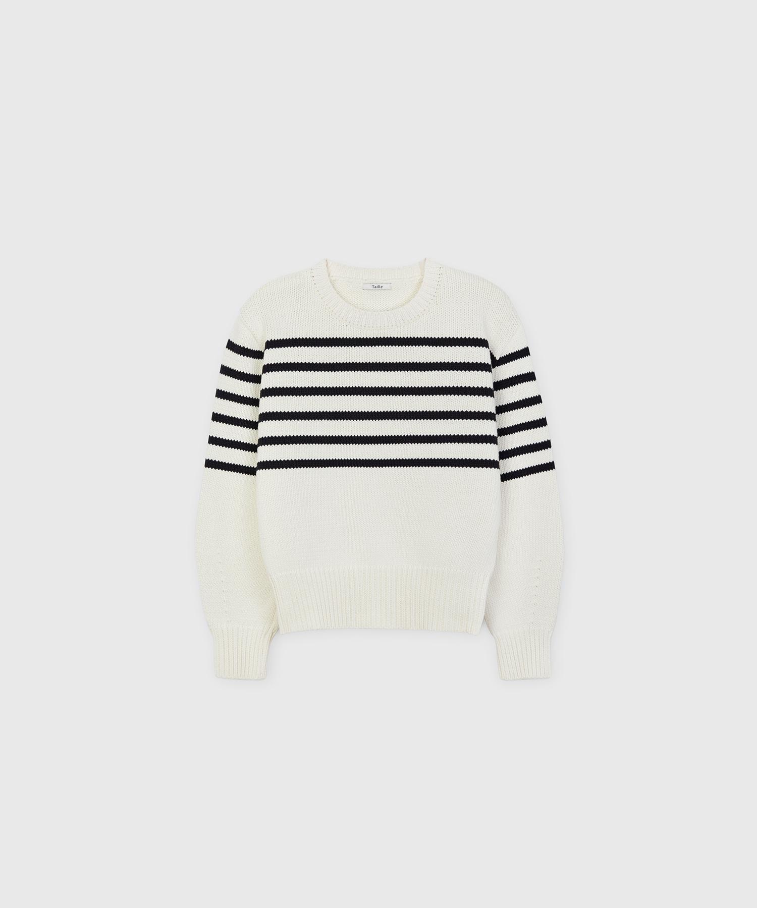 Taire Bulky Cotton Sailor Sweater Off White / Dark Navy 1