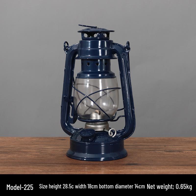 Vintage Wrought Iron Kerosene Hurricane Lamp - Nostalgic Camping Decor & Photography Prop