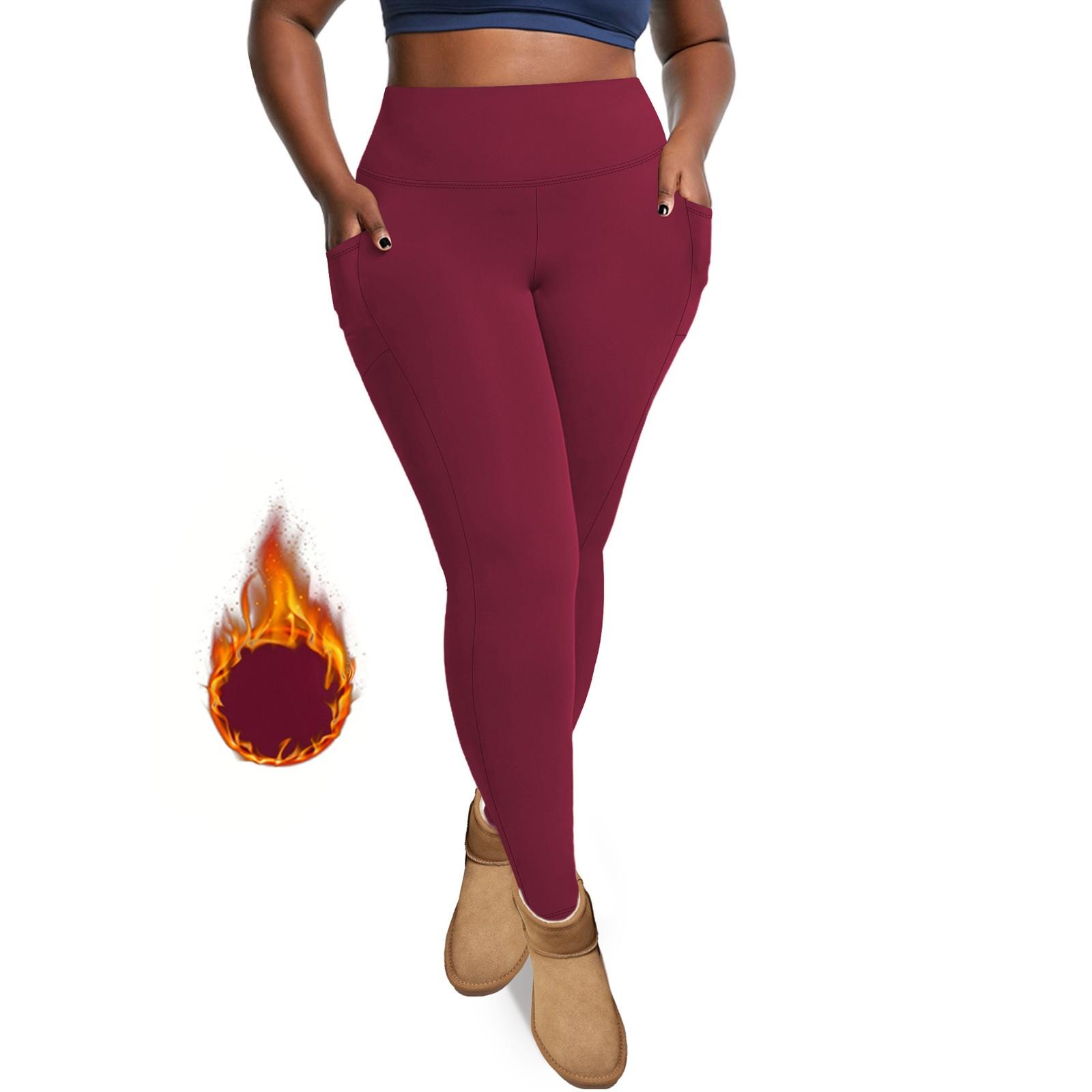 

Женские спортивные штаны для йоги с высокой талией и карманами для подъема бедер, большого размера, спортивные штаны из флиса с девятью точками XXXXXL винный