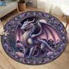 Gilded Purple Flowers and animalsRound Area Rug,Carpet Rug for Living Room Bedroom Sofa Playroom Decor,Non-slip Floor Mat
