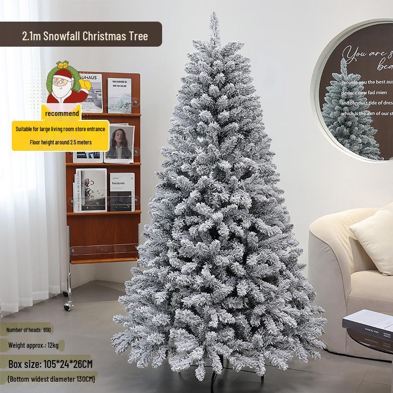 White Snowfall Christmas Tree with Flocked Finish - Sizes: 1.5m, 1.8m, 2.1m, 2.4m