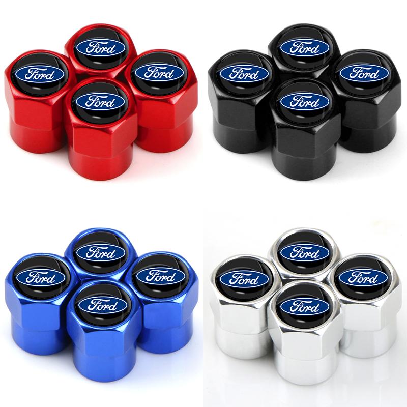 XXUI3 4Pcs/Set Car Wheel Tire Valve Caps Metal Stem Cover For Ford Escape Kuga Mondeo Ecosport Fiesta Focus 2 3 MK1 MK2 Fusion Ranger