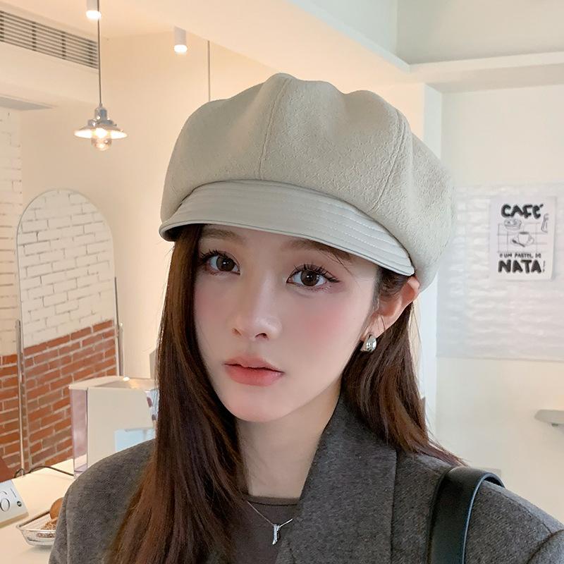 Solid Color Simple Personalized Style British Temperament Exquisite Sense Duck Tongue Octagonal Hat Women's Casual Versatile Beret