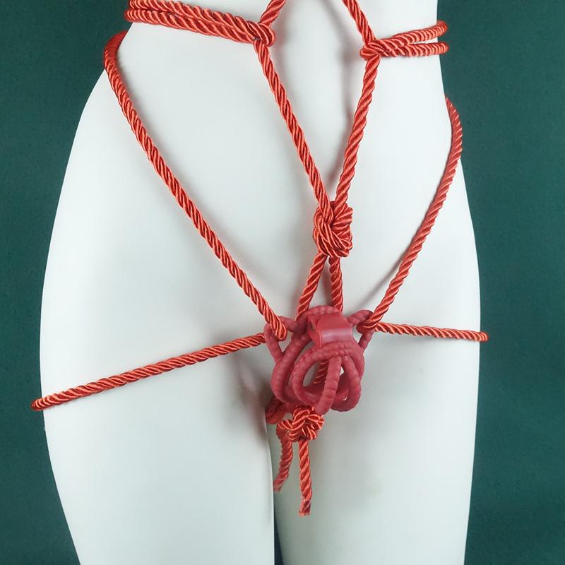 Men's Full Body Bondage Kit with Rope, Chastity Lock, and Pot Lid for Cross-Dressers - Erotic Outdoor Training Supplies
