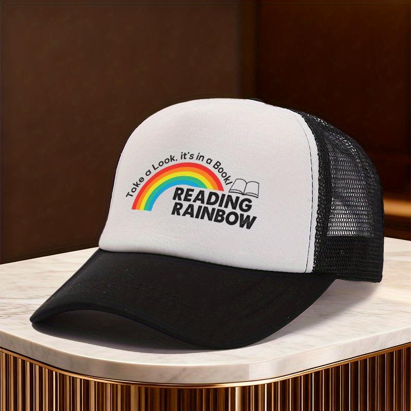Reading Rainbow Trucker Hat Take a Look Its In a Book Graphic Mesh Baseball Cap Unisex Adult Casual
