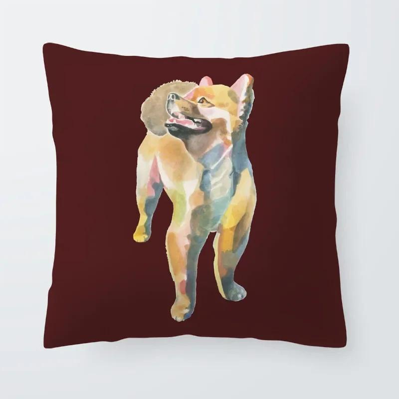 Home Decor Dog Cushion Cover Greyhound French Bulldog Pillow  Blue Gamer Chair Sofa