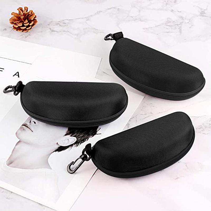Portable Zippered Eyeglass Case Carabiner Clip Holder,Durable Hard Shell Protective Pouch,Men Women Outdoor Flashlight Storage