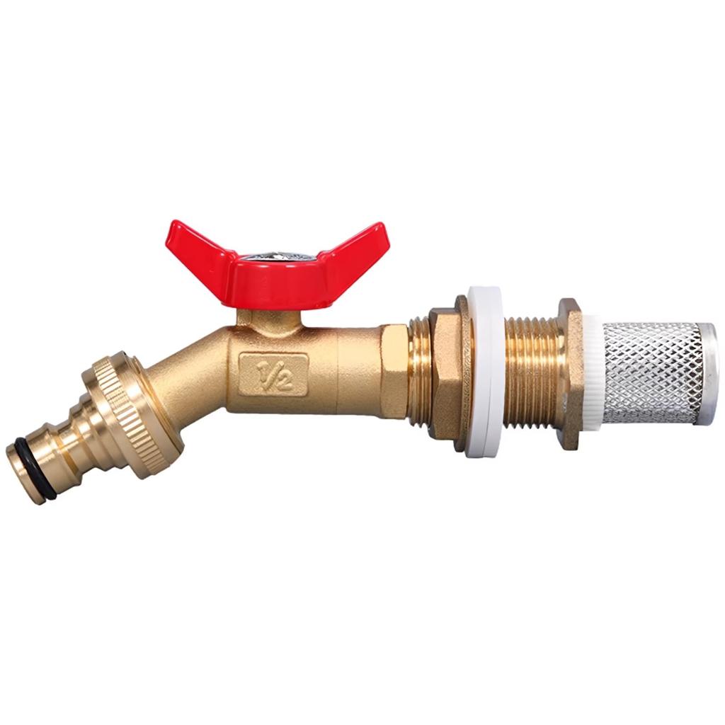 Water Spigot Kit with Brass Connector, Outdoor Faucet Assembly, 3/4” Male Thread Garden Hose Bib, Rustproof Water Valve with Filter Screen