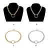Simple Thick Lock Chain Geometric Hollow Circle Punk Necklace Fashion Jewelry