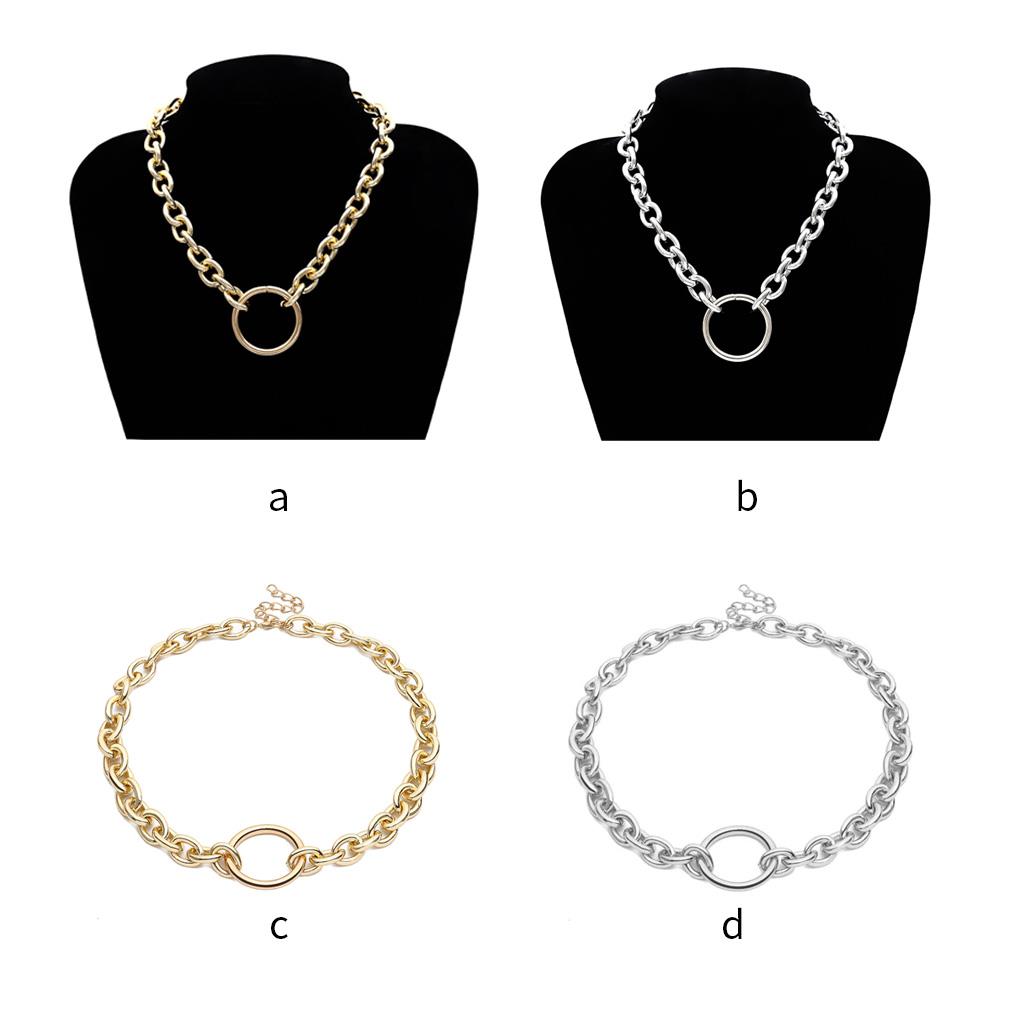 Simple Thick Lock Chain Geometric Hollow Circle Punk Necklace Fashion Jewelry