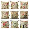 European Building Cushion Cover Cotton Linen Pillow Case American Painting Sofa Decorative Pillowcase Home Accessories Cover