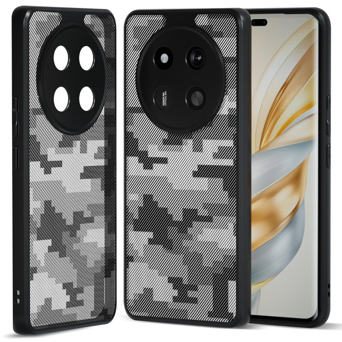 

IBMRS For Honor X60 Pro 5G Case TPU+PC Heavy Duty Shockproof Phone Cover Camera Protection Grid Camouflage