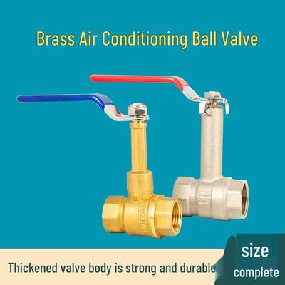 Brass High Stem Double Thread Ball Valve for AC & Water Pipe, High Neck Valve DN25, 4/6 Segment Switch.