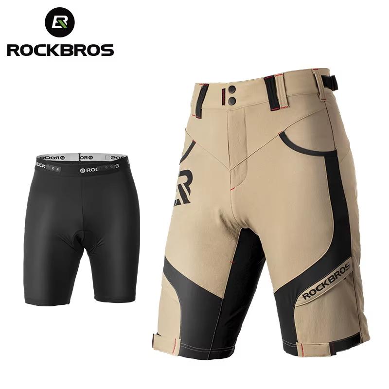 ROCKBROS Cycling Men's Shorts MTB Road Bike Shorts Summer Outdoor Sports Biker Shorts Climbing Breathable Quick Dry Double Layer