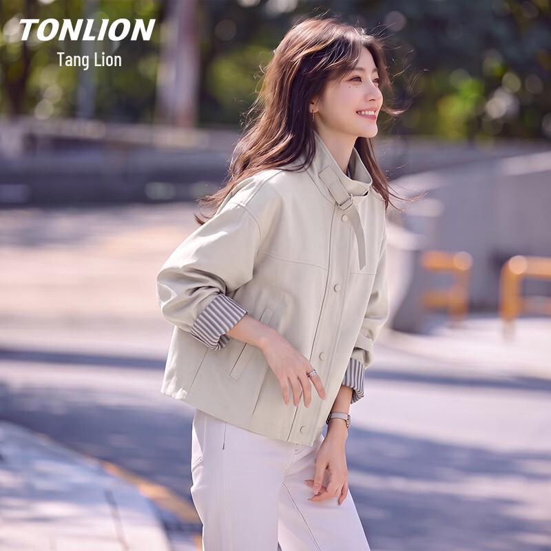 TonLion Women's Lyocell Cotton Stand Collar Jacket