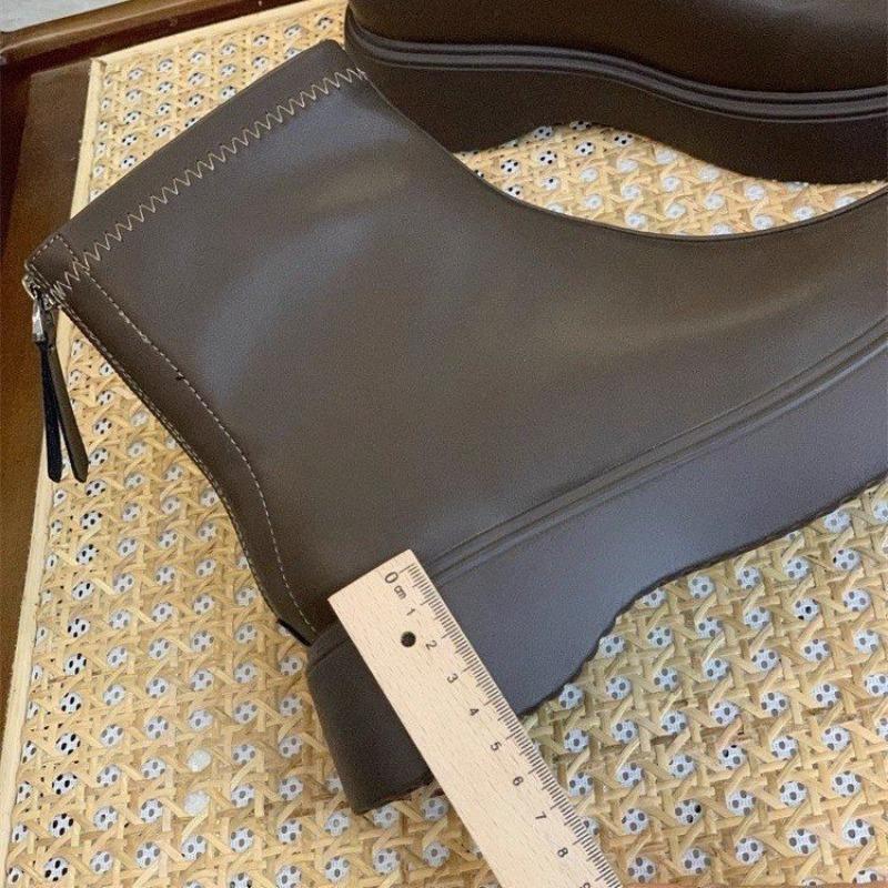 Martin Boots Women's Small Thick-soled Heightening Short Boots Women's Autumn and Winter Thin Velvet Boots Elastic Boots