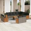 Vidaxl 13-Cz. Set di Mobili da Giardino con Cuscini, Grigio, Polyrattan