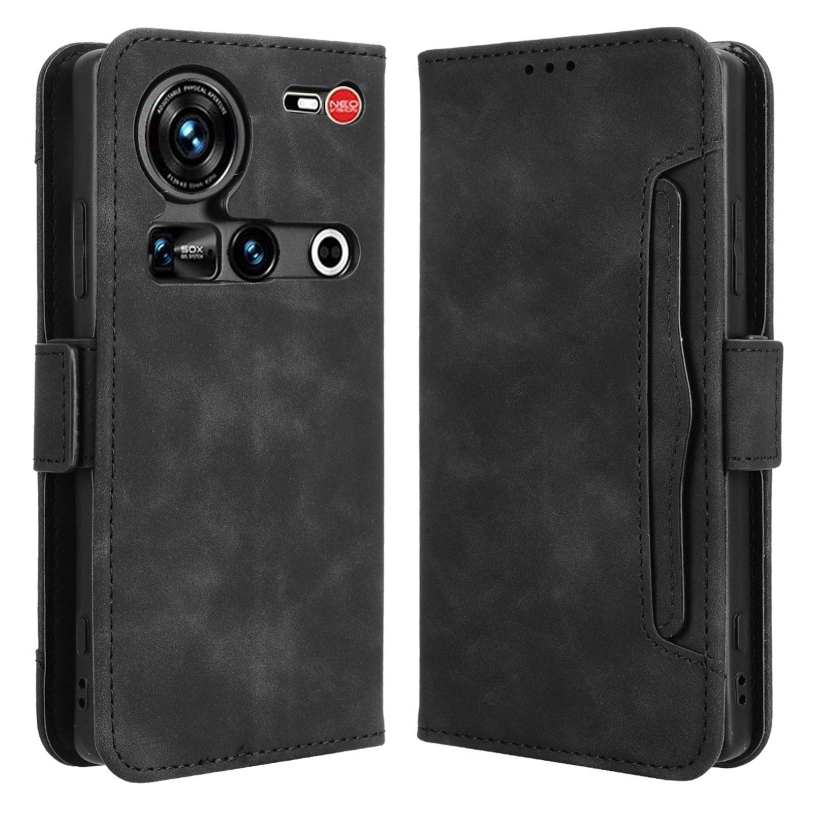 

Для ZTE nubia Z70S Ultra 5G/nubia Z70 Ultra 5G Кожаный чехол Чехол-кошелек для телефона с несколькими слотами для карт Black