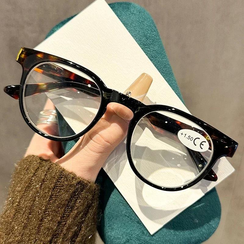 Retro Green Round Frame Reading Glasses for Women Contrast Color Blue Light Blocking Presbyopia Glasses Diopters 0 To +4.0