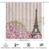 Vintage Paris Eiffel Tower Floral Shower Curtain Pink Magnolias Decorative Bath Set For Home Bathroom 3D Printed Waterproof Fabr