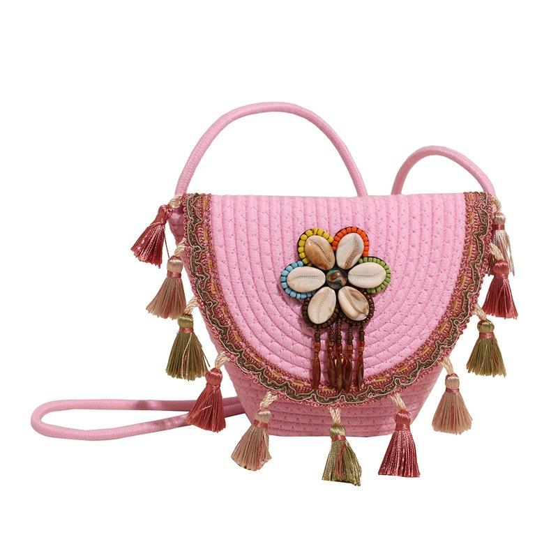Summer vacation handwoven bag new fashion fringed beach shoulder messenger bag women's bucket bag