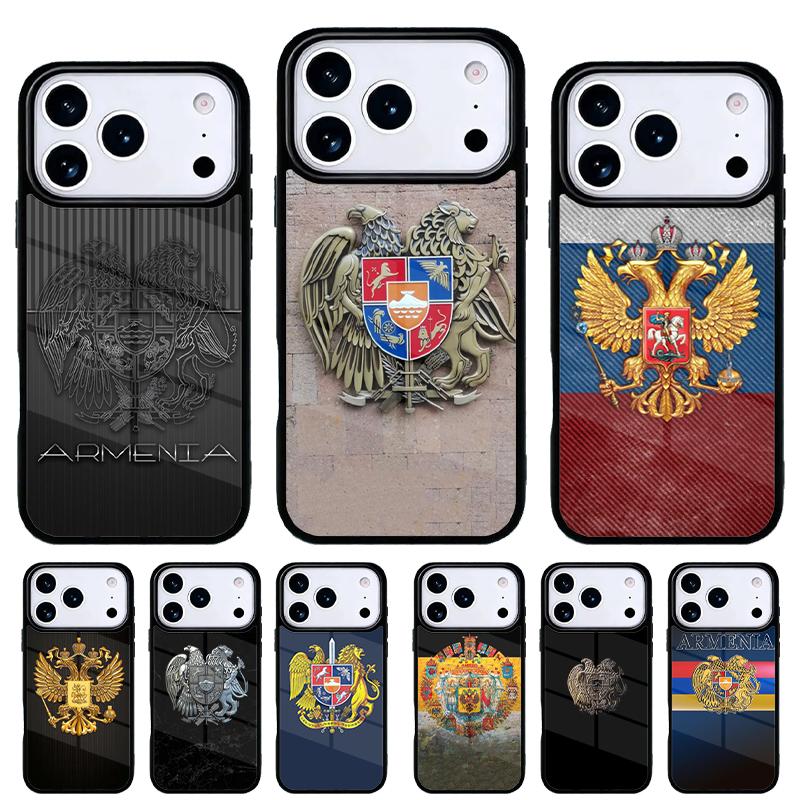 Armenia Russia Flag coat of arms soft Phone Case for iPhone 17 16 15 14 13 Pro Max Back Cover for 12 11 Pro Coque
