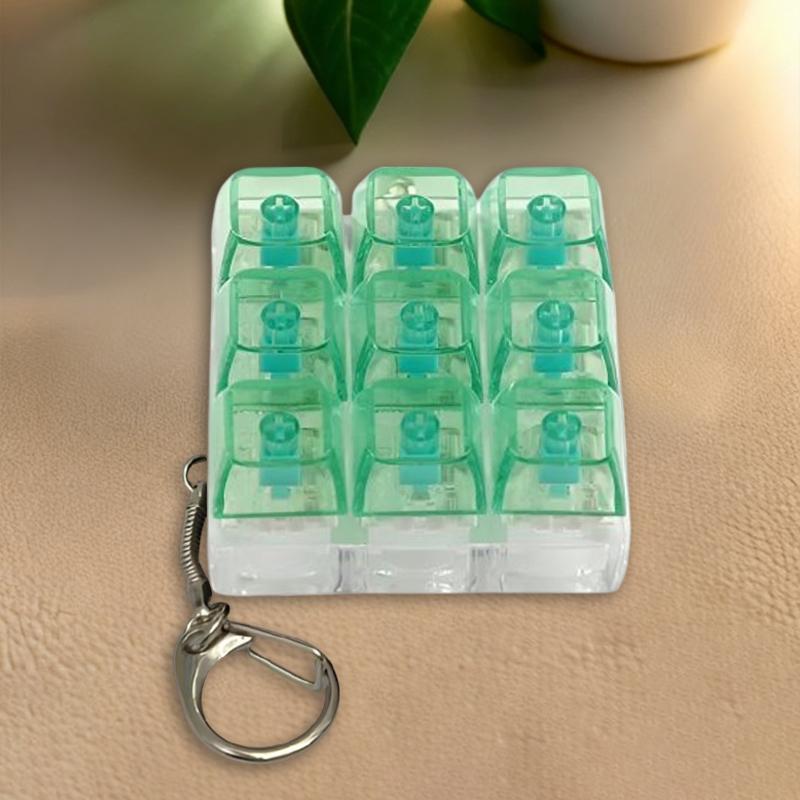 

9 Keys Mechanical Keyboard Axis Tester - Stress Relief Fidget Button Toy Finger Keyboard Keycap Keychain Gift зелений