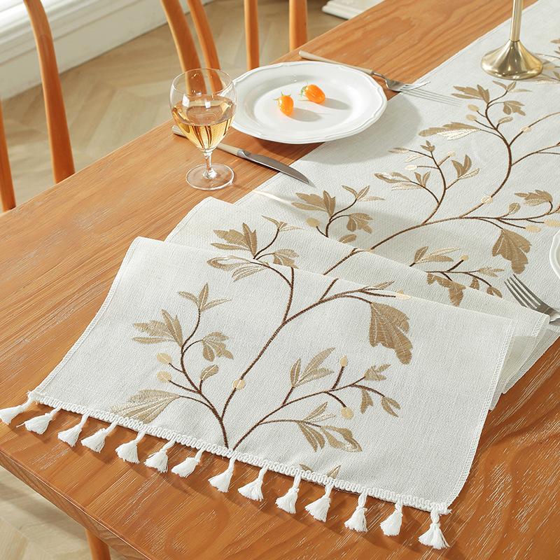 Embroidery Table Flag Linen Table Cloth Tassel Coffee Table Table Runner Home Long Table Decoration Cloth Rustic Style Table Flag Sideboard